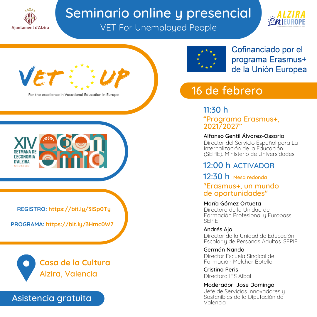 VET For Unemployed People – 14th Economy Week of Alzira