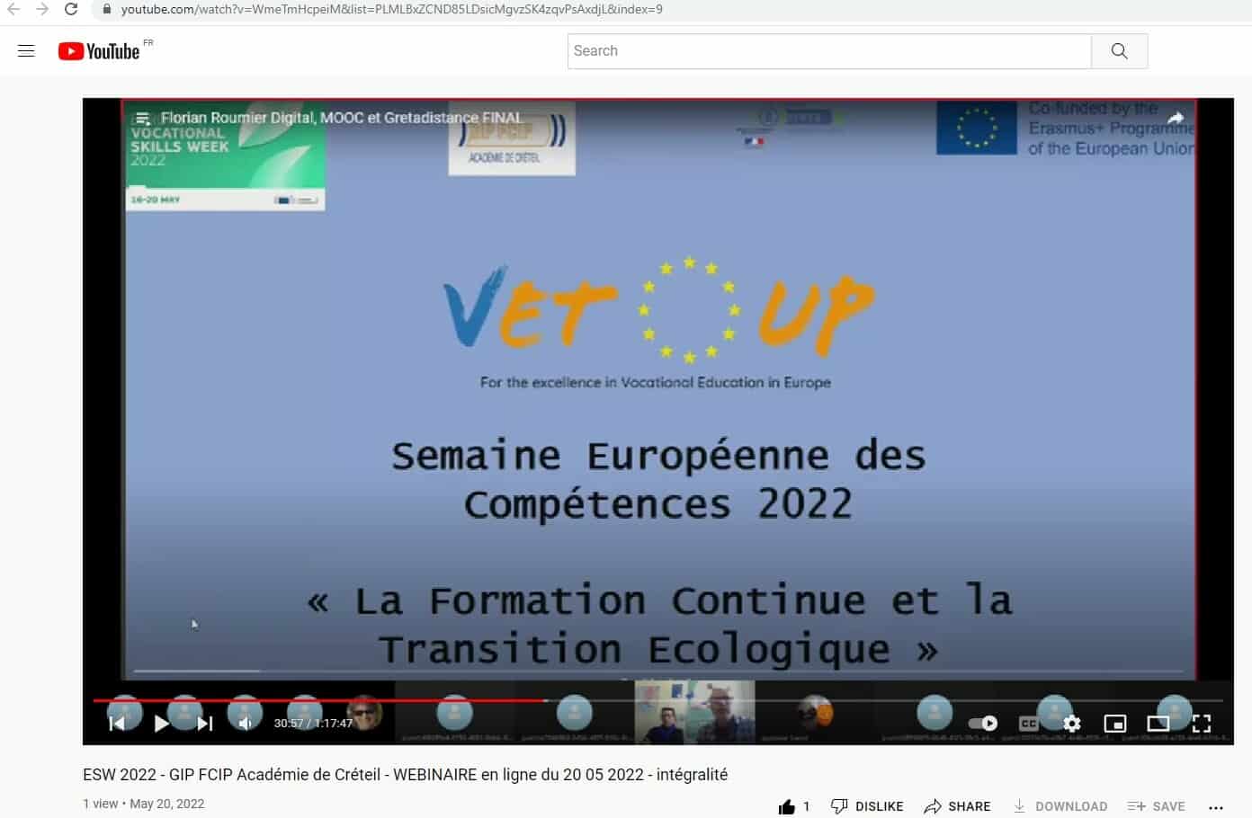 EVSW 2022 – Webinaire en ligne du GIP FCIP de l’Académie de Créteil – Formation Continue et Transition Ecologique – résultats